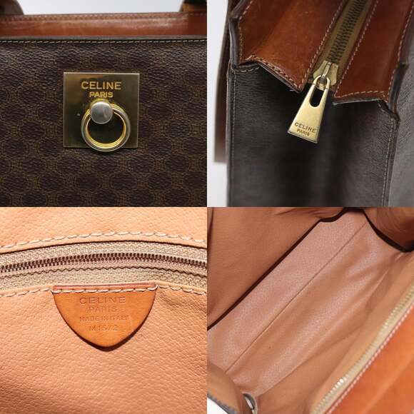 CELINE Macadam Canvas Shoulder Bag Pvc Leather Brown Gold - Picture 11 of 12